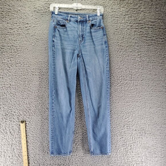 American Eagle Outfitters Jeans Women’s 0 Blue Mom Straight Stretch Denim - Picture 1 of 12